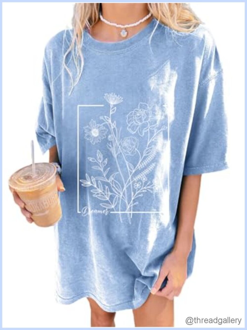 Oversized Graphic TShirt Women Loose Fit Short Sleeve Crew Neck Tee